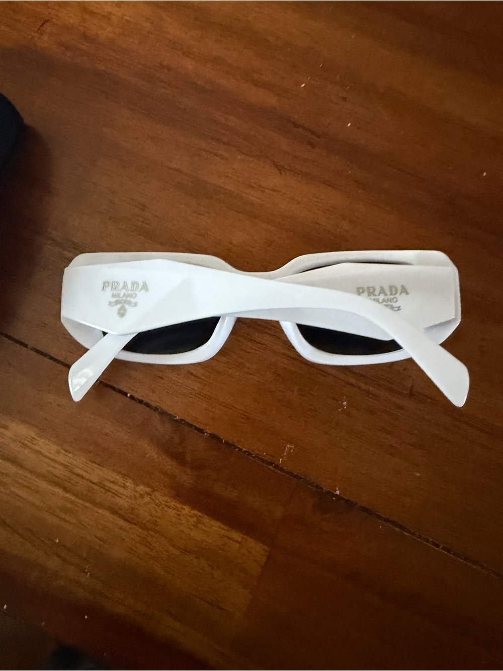 Prada Women White Sunglasses with Black Lenses